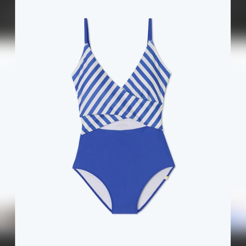 Summersalt Blue and White Striped One Piece Swimsuit